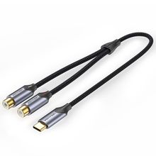 Product image of VENTION BGVHG USB-C Male to 2-Female RCA Cable 1.5M Gray Aluminum Alloy Type აუდიო კაბელი