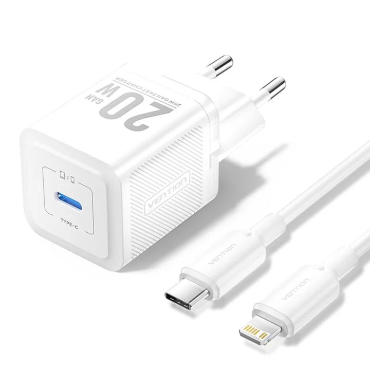vention-tz-fepw0-eu-02-1-port-usb-c-gan-charger-20w-with-usb-c-to-lightning-cable-1m-eu-plug-white