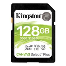Product image of Flash Card/ Kingston 128GB SDXC Canvas Select Plus 100MB/s Read Class 10 UHS-I U1 V30 Memory Card (SDS2/128GB)