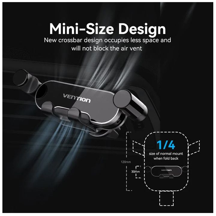 vention-kceh0-auto-clamping-car-phone-mount-with-duckbill-clip-gray-crossbar-type-photo-2