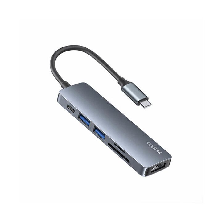 yesido-hb11-6in1-gadamqvani-habi-usb-c-to-tfsd-usb-3020pd