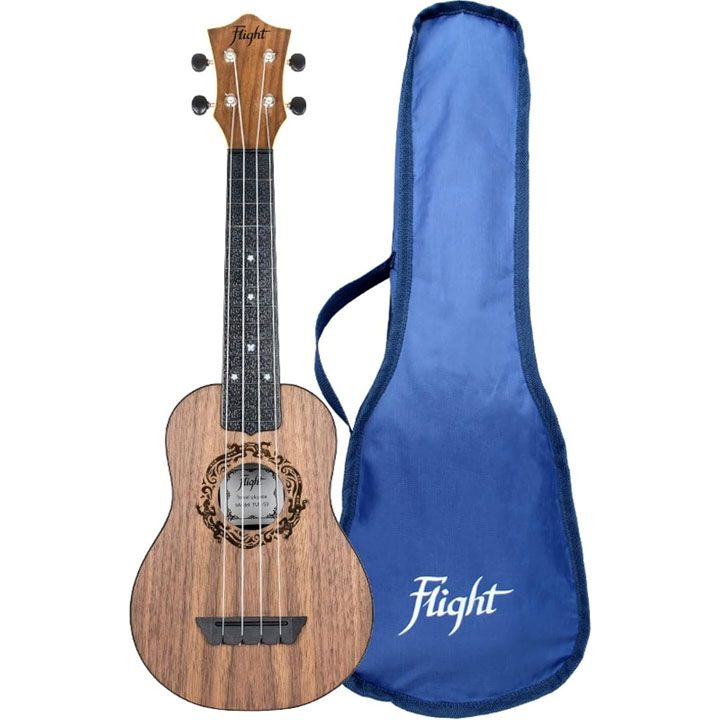 flight-tus50-travel-soprano-ukulele-walnut-top-laser-rossete-ukulele