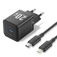 Product image of VENTION TZ-FEPB0-EU-02  1-Port USB-C GaN Charger (20W) with USB-C to Lightning Cable (1M) EU-Plug Black