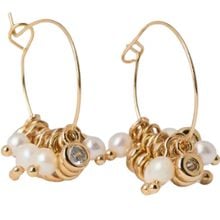 Product image of PARFOIS Golden Hoops With Pearls საყურე