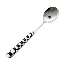 Product image of კოვზი/Black & White Checkerboard Stainless Steel Spoon with Ceramic Handle