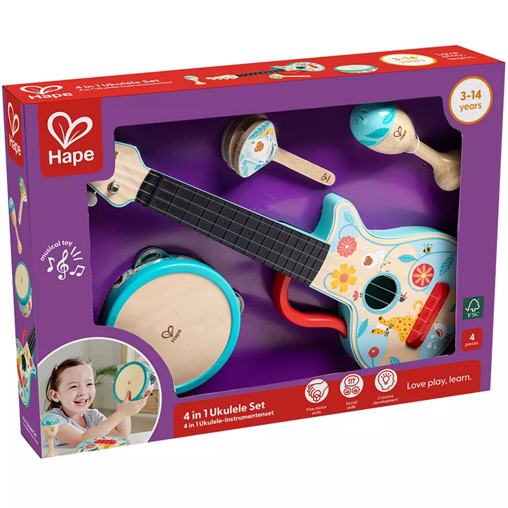hape-4-in-1-ukulele-set-khis-musikaluri-instrumentebis-nakrebi-photo-3