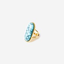 Product image of ტიტანის მოოქროვილი ბეჭედი ღია ლურჯი ქვებით