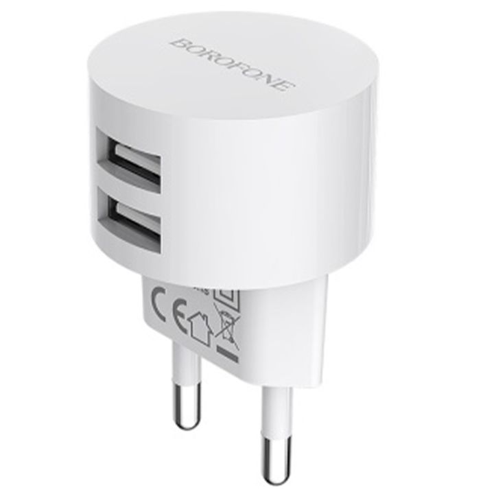 borofone-ba23a-brilliant-dual-port-chargereu-without-cable-white