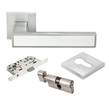 Product image of Morelli სახელურის კომპლექტი ცილინდრი გასაღები/გადამკეტზე "Sula" DIY MH-48-S6-KH SC/W matte chrome/white