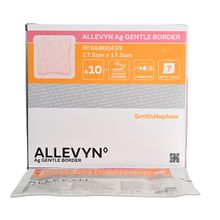 Product image of ALLEVYN AG Gentle Border 17.5X17.5სმ - ვერცხლის შემცველი საფენი ინფიცირებული ჭრილობებისთვის