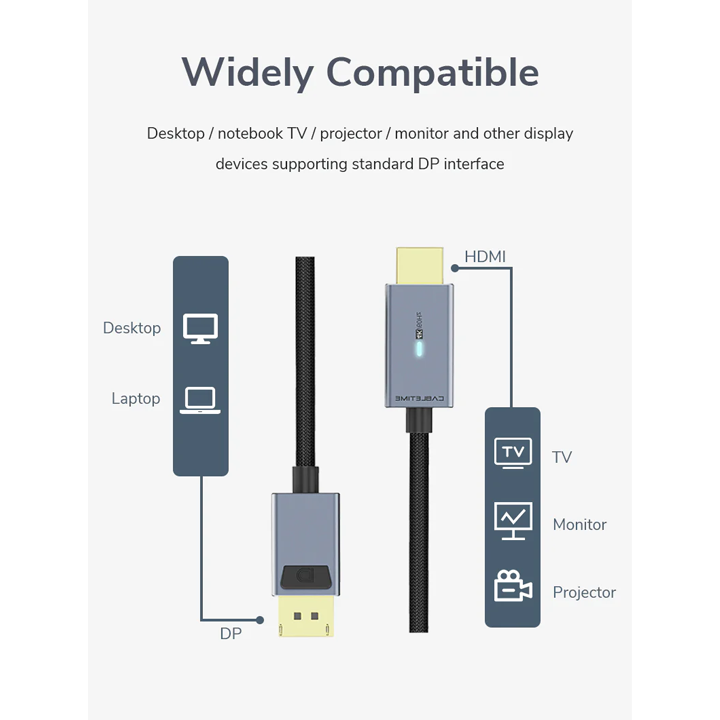 cabletime-ct-av585-p02g4k-sg3-premium-cabletime-dp-to-hdmi-cable-dp-male-to-hdmi-male-support-ultra-hd-4k30hz-38402160p-photo-2