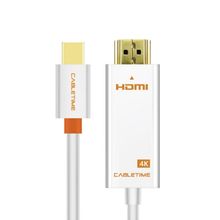Product image of CABLETIME CT-AV588-03G4K60-W1.8 CABLETIME Mini DP To HDMI Cable, Mini DP Male To HDMI  Male Support Ultra HD 4K/60HZ  (3840*2160p)