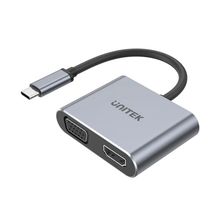 Product image of UNITEK V1126A USB3.1 Type-C To HDMI (4K 60Hz) + VGA Adapter Space Grey USB ჰაბი