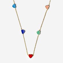 Product image of ტიტანის მოოქროვილი ყელსაბამი ფერადი გულებით