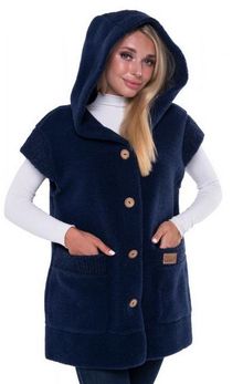 Product image of ჟილეტი კაპიშონით NEW ფერი ინდიგო ლურჯი ნატურალური შალი