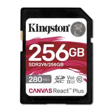 Product image of Flash Card/ Kingston 256GB SDXC Canvas React Plus UHS-II 280R/150W U3 V60 for Full HD/4K
