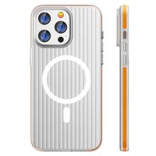 Product image of Mobile Phone Case/ For iPhone 16 Pro Case Compatible with MagSafe Corrugated Texture Hard PC Matte Phone Cover - Orange Edge