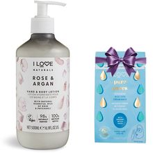 Product image of I LOVE Naturals Hand & Body Lotion Rose & Argan ხელის და ტანის ლოსიონი + საჩუქარი სახის ნიღაბი