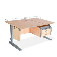 Product image of სამეცადინო მაგიდა 'ერგო' ეკო 75/40R მრგვალი კუთხით, უკანა თაროთი და დასაკიდი ტუმბოთი