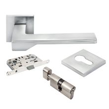 Product image of Morelli სახელურის კომპლექტი ცილინდრი გასაღები/გადამკეტზე "Pierres" DIY MH-49-S6-KH SC matte chrome