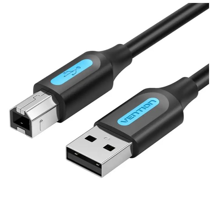 vention-coqbl-usb-20-a-male-to-b-male-cable-with-ferrite-cores-10m-black-pvc-type