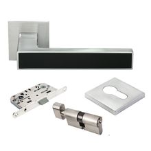 Product image of Morelli სახელურის კომპლექტი ცილინდრი გასაღები/გადამკეტზე "Sula" DIY MH-48-S6-KH SC/BL matte chrome/black