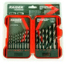 Product image of ნაკრები ბურღების ხისთვის Raider 157791 3-10 მმ 15 ც