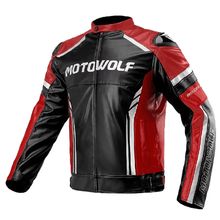 Product image of MOTOWOLF BLACK RED JM15 ტყავის დათბილული მოტო ქურთუკი დამცავებით