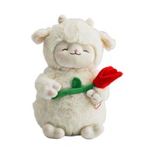 Product image of MINISO Lamb Baa Collection 11in. Cici Holding Flower Plush Toy(White, Holding Rose) რბილი სათამაშო