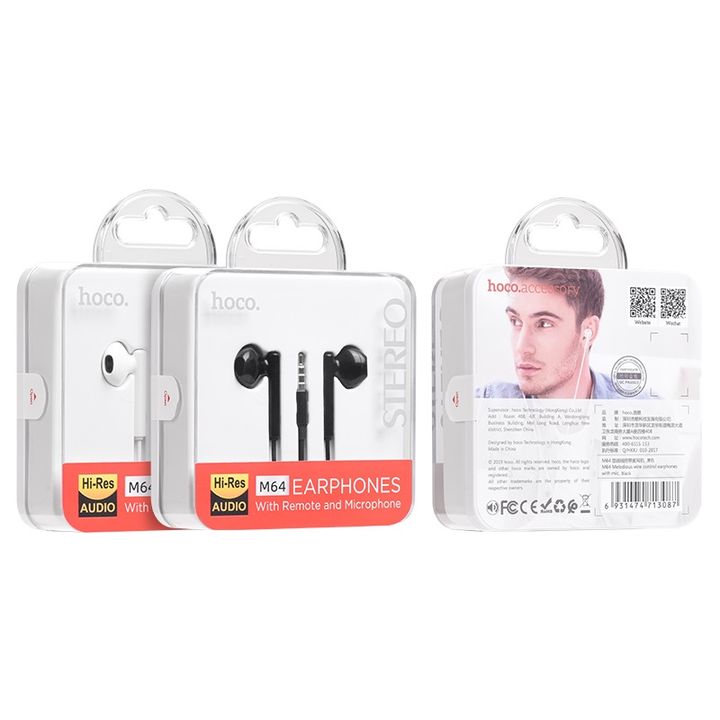 hoco-m64-melodious-wire-control-earphones-with-mic-black-photo-3