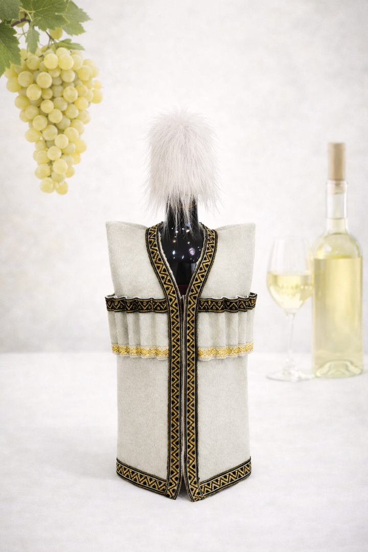 winewear-nanu-001-ghvinis-botlis-dekoratiuli-chokha-kremisferi-oqrosferi-kantit-photo-2