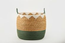 Product image of Manamo  Lila  დეკორატიული კალათა ბამბის დაწნული თეთრი/ღია მწვანე 40x38 სმ