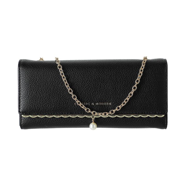 ჩანთა/Womens Long Crossbody Bag with Imitation Pearl(Black) Extra.ge