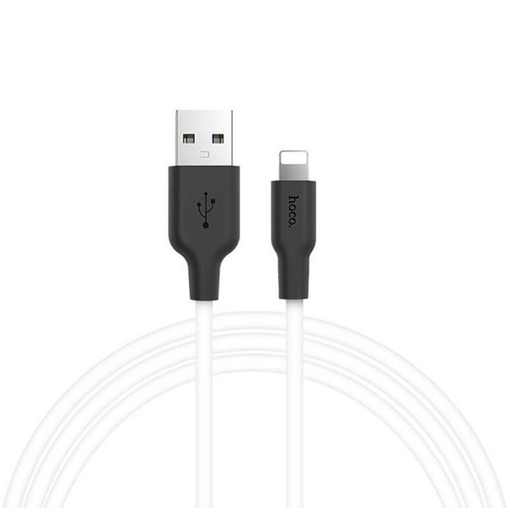 hoco-x21-silicone-lightning-charging-cable-blackwhite