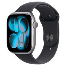 Product image of Apple Watch Series 11 GPS Space Grey 46mm Aluminium case with Black Sport Band M/L სმარტ საათი