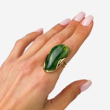 Product image of ტიტანის მოოქროვილი მწვანე ბეჭედი