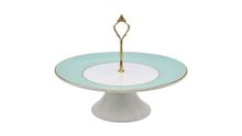Product image of ფაიფურის ნამცხვრის/ტკბილეულის თეფში მწვანე ზოლით 30.5 სმ - კერამიკის