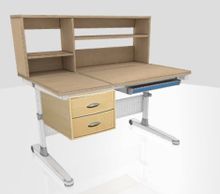 Product image of სამეცადინო მაგიდა ერგო სტანდარტი 120 სმ მართი კუთხით და ტუმბოთი (ცისფერი)