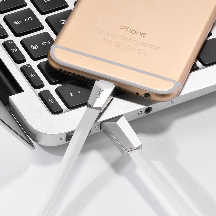 hoco-x4-zinc-alloy-rhombus-lightning-charging-cable-white-photo-3