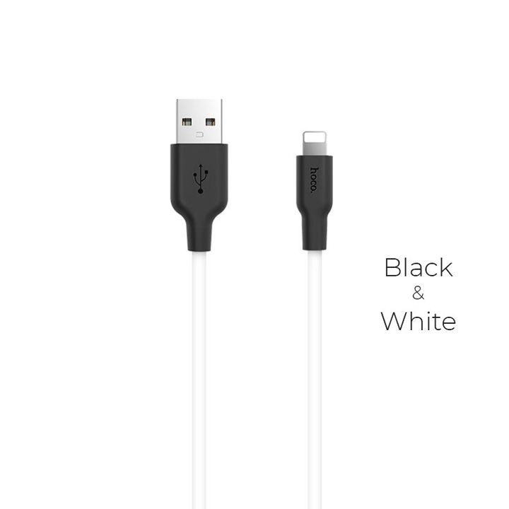 hoco-x21-plus-silicone-charging-cable-for-lightning-blackwhite-photo-2