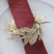 Product image of ნაჭრის ხელსახოცის დამჭერი ოქროსფერი გვიმრის ფოთლები 4ც