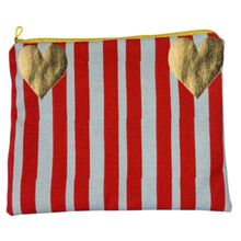 Product image of LoveStars Printed Cosmetic Bag Red Striped With Golden Hearts კოსმეტიკის ჩანთა
