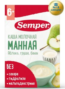 Product image of Semper რძიანი მანანის ფაფა ვაშლი მსხალი ბანანი 180გრ