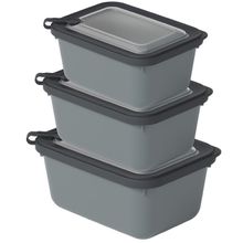 Product image of კონტეინერი ნაკრები პლასტმასის 3ც 600-1100-1800მლ 144x200x98მმ მართკუთხდი  30956 DUNYA