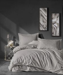 Product image of Cotton Box BElegant Stripe Satin Double Duvet Cover Set Beige ორსაწოლიანი სატინის თეთრეულის ნაკრები