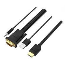 Product image of VENTION ABIBH HDMI to VGA Cable with Audio Output & USB Power Supply 2M Black