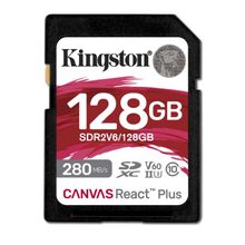 Product image of Flash Card/ Kingston 128GB SDXC Canvas React Plus UHS-II 280R/100W U3 V60 for Full HD/4K