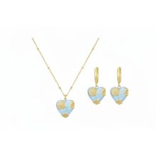 Product image of ყელსაბამი და საყურე ცისფერი გულით