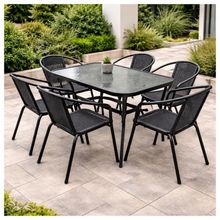 Product image of DOMINO DM-17051804 ბაღის ავეჯის კომპლექტი მაგიდა და 6 სკამი მეტალის კარკასი