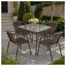 Product image of DOMINO მაგიდა და 4 სკამი ყავისფერი DM-17051830 ბაღის ავეჯის კომპლექტი